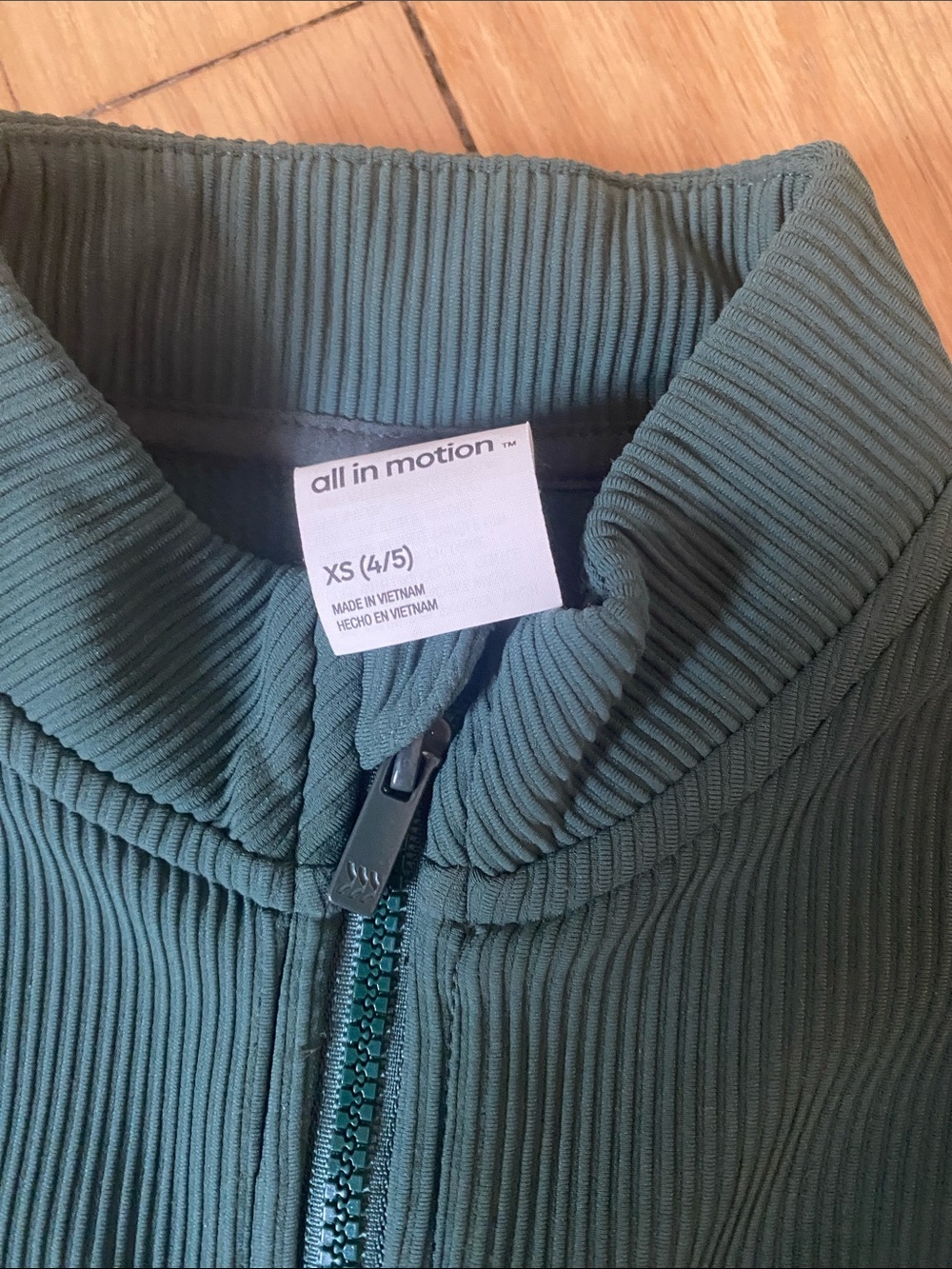Girls All In Motion Ribbed Green Zip-Front Jacket - Picture 3 of 3